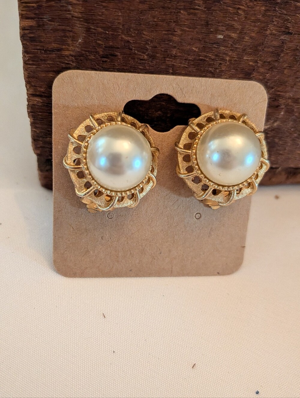 Gold-Tone Pearl Cluster Clip-On Earrings - Elegant Women's Jewelry